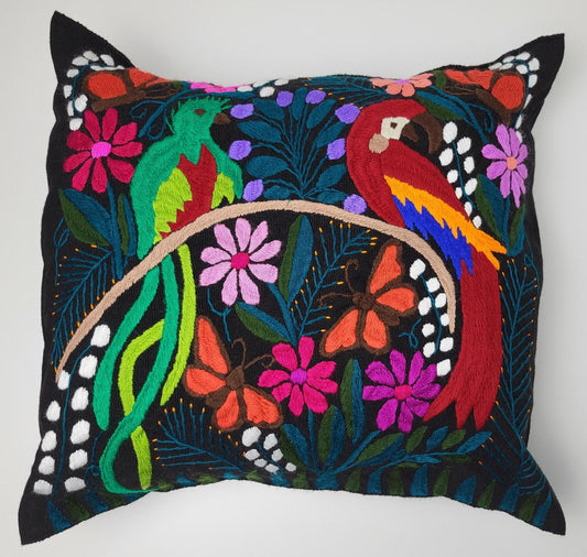 hand embroidered and woven cushion cover, cushion cover with animal pattern