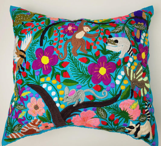 Mexican decorative cushion couch cushion with animal motifs handwoven &amp; embroidered