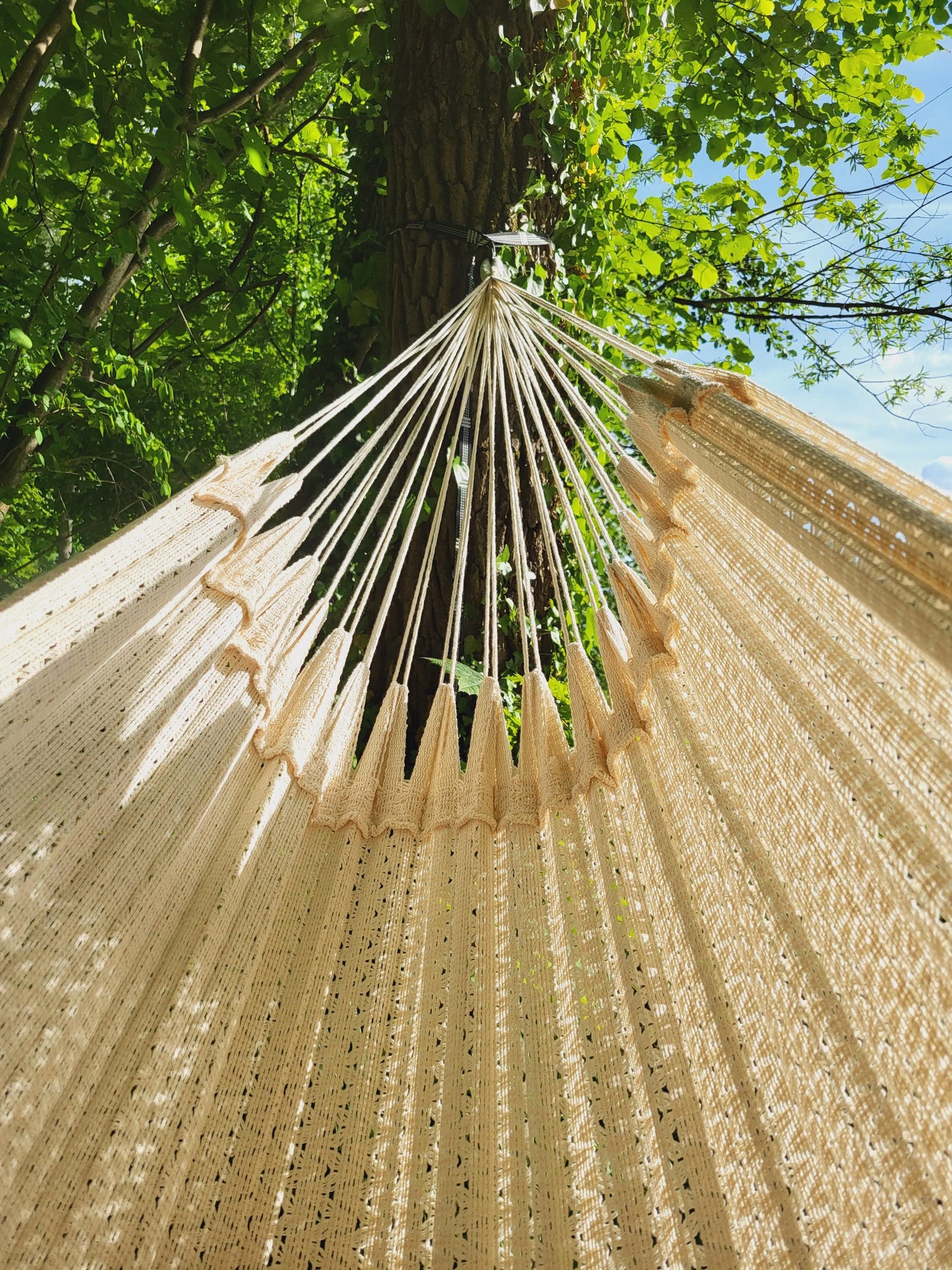 Handgeknüpfte Hängematte aus Mexiko, Hängematte aus Baumwolle für zwei Personen 4,30 m