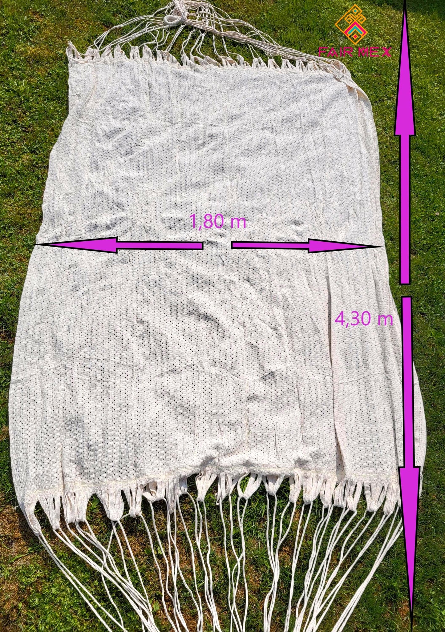 Handgeknüpfte Hängematte aus Mexiko, Hängematte aus Baumwolle für zwei Personen 4,30 m