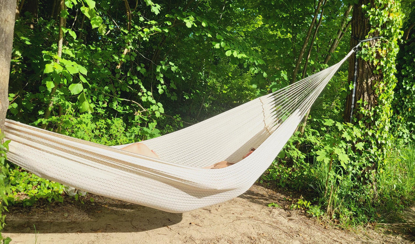Handgeknüpfte Hängematte aus Mexiko, Hängematte aus Baumwolle für zwei Personen 4,30 m