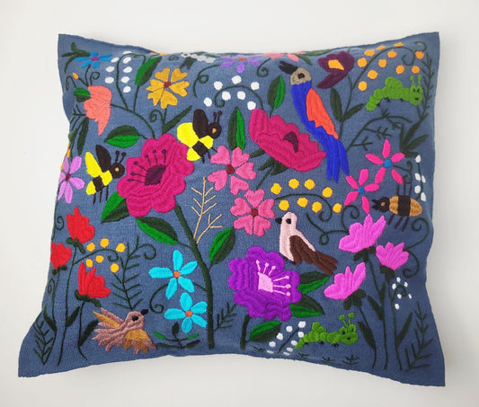 mexikanisches Zierkissen Couchkissen mit Tiermotiven handgewebt & bestickt