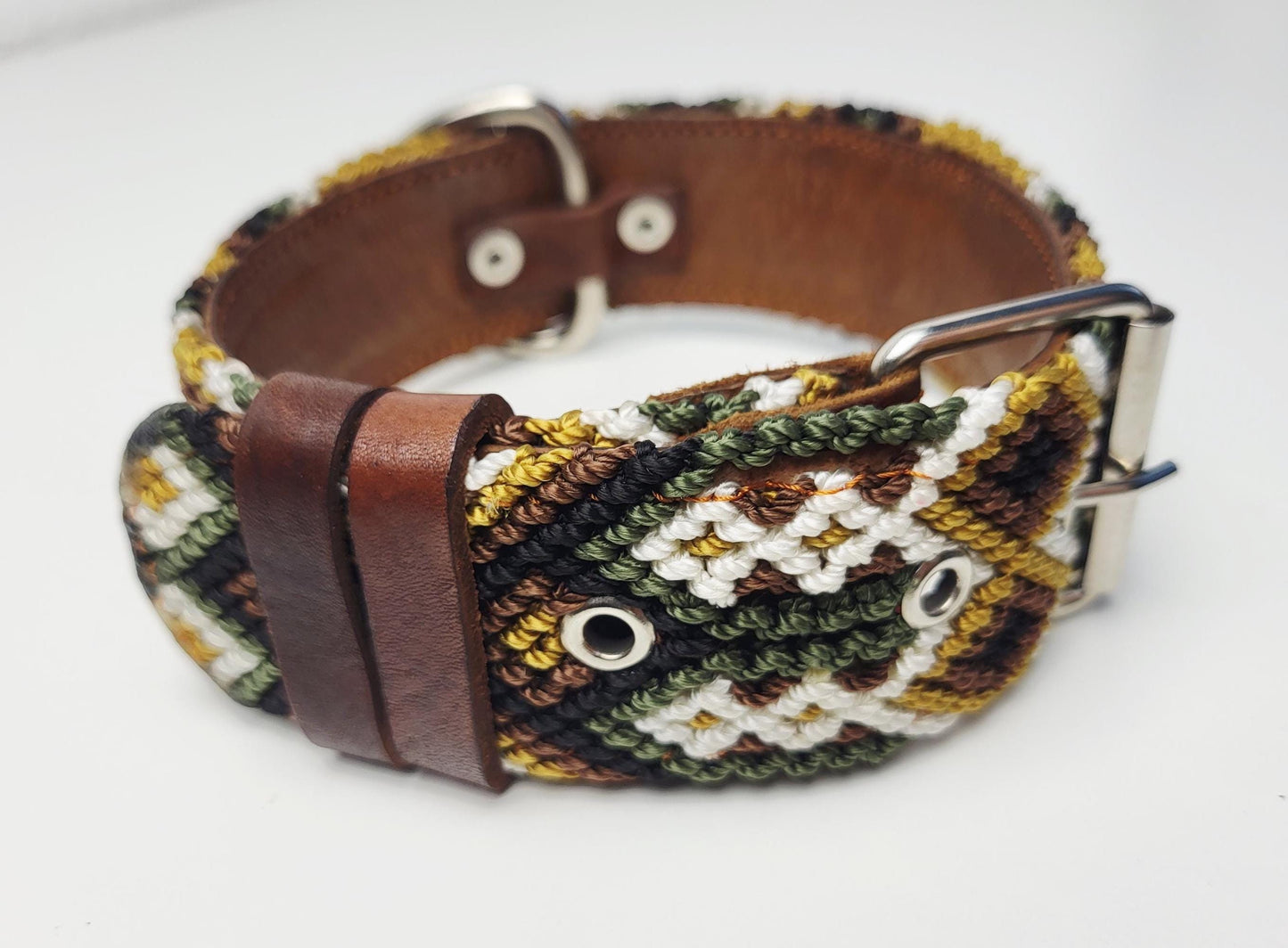 M- Hundehalsband, handgewebtes Hundehalsband,  breites Hundehalsband Leder