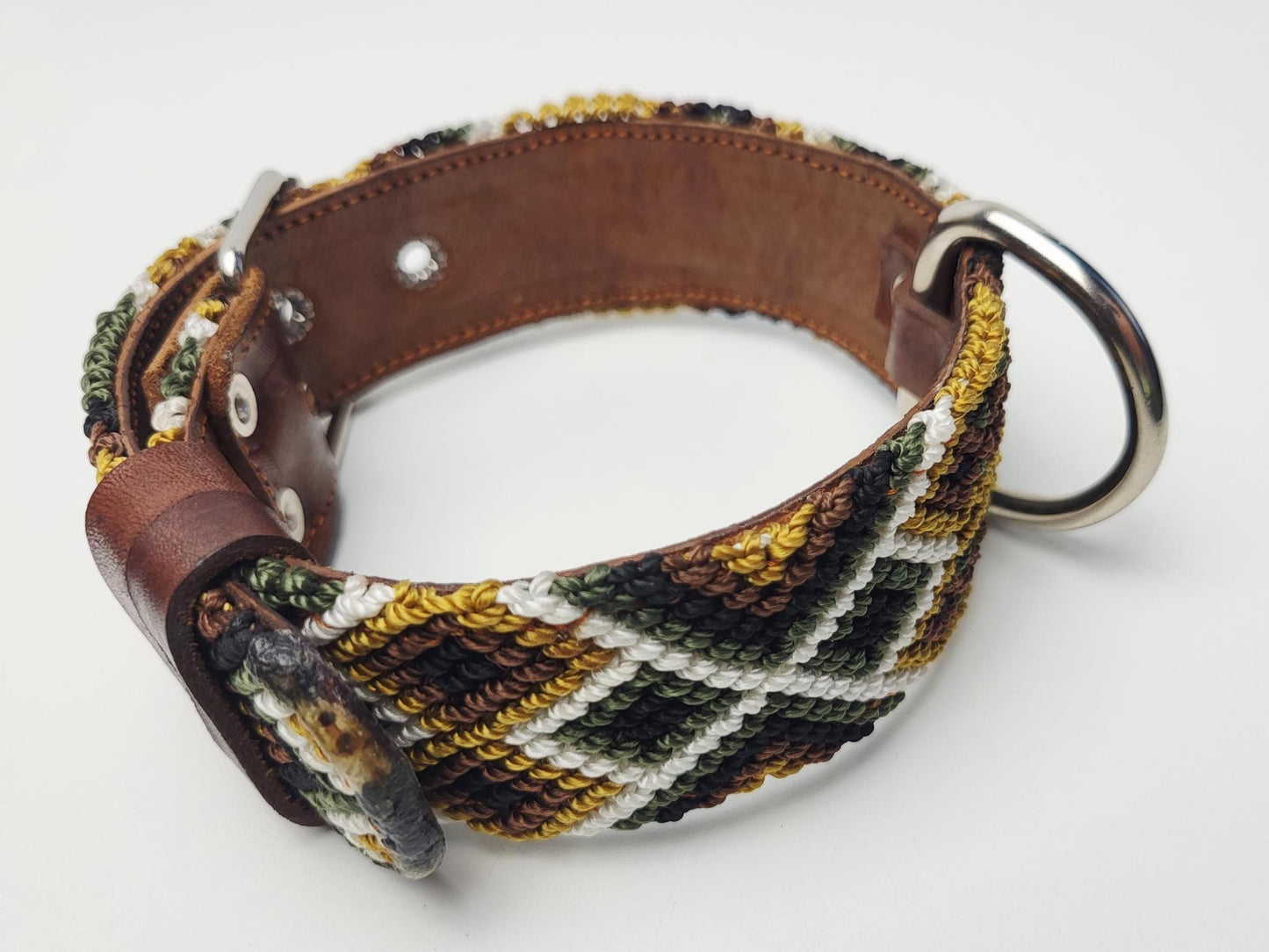 M- Hundehalsband, handgewebtes Hundehalsband,  breites Hundehalsband Leder