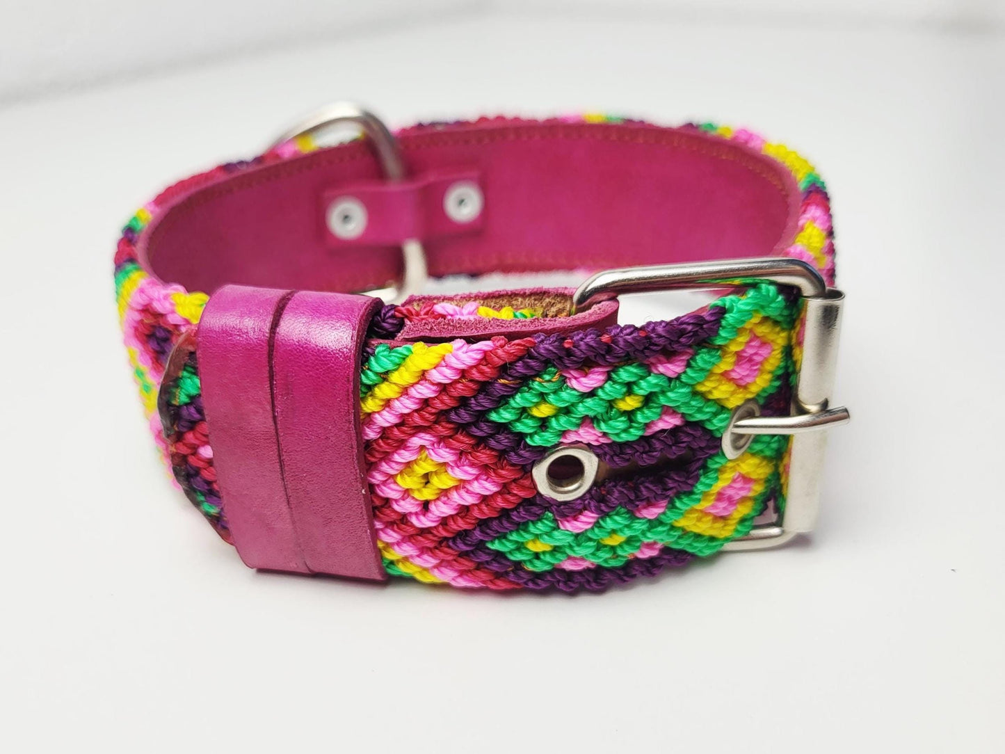 M- Hundehalsband, handgewebtes Hundehalsband,  breites Hundehalsband Leder