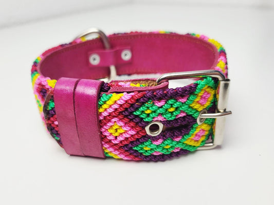 M- Hundehalsband, handgewebtes Hundehalsband,  breites Hundehalsband Leder