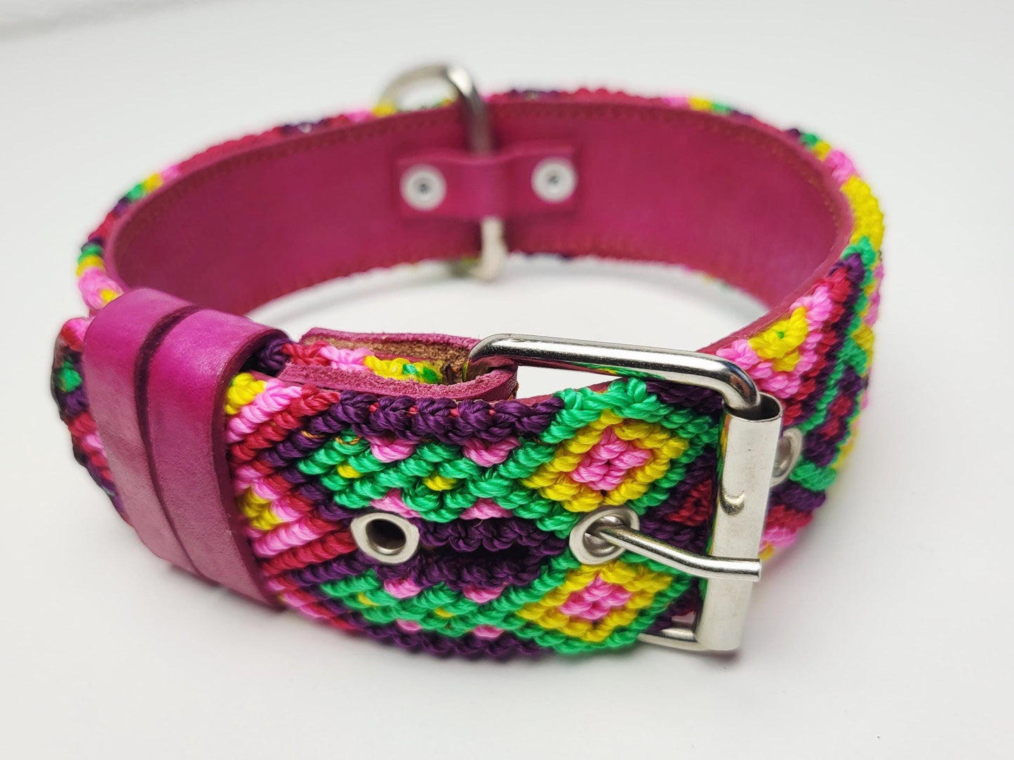 M- Hundehalsband, handgewebtes Hundehalsband,  breites Hundehalsband Leder