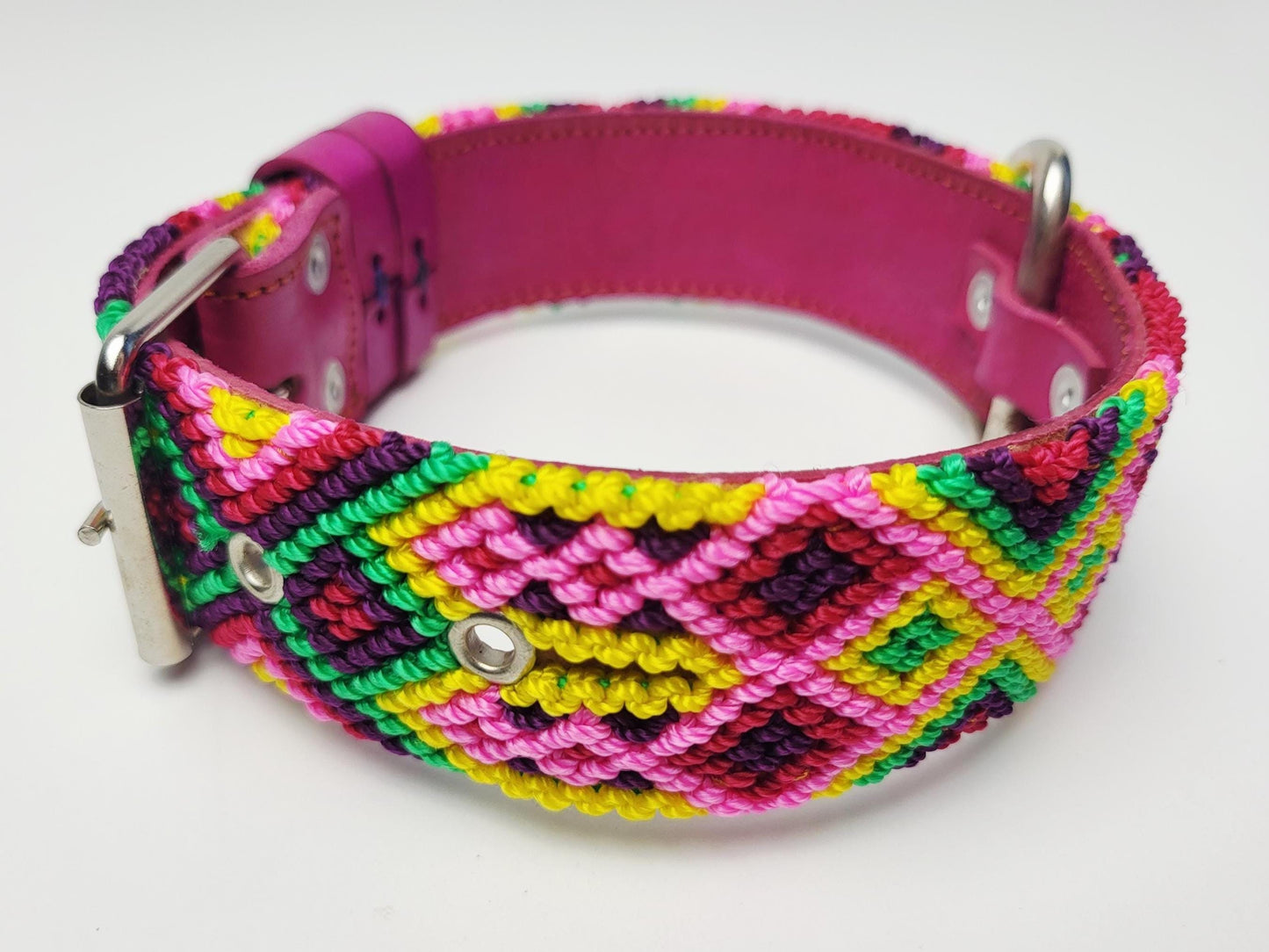 M- Hundehalsband, handgewebtes Hundehalsband,  breites Hundehalsband Leder