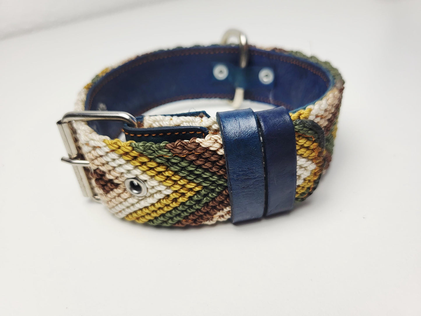 M- Hundehalsband, handgewebtes Hundehalsband,  breites Hundehalsband Leder