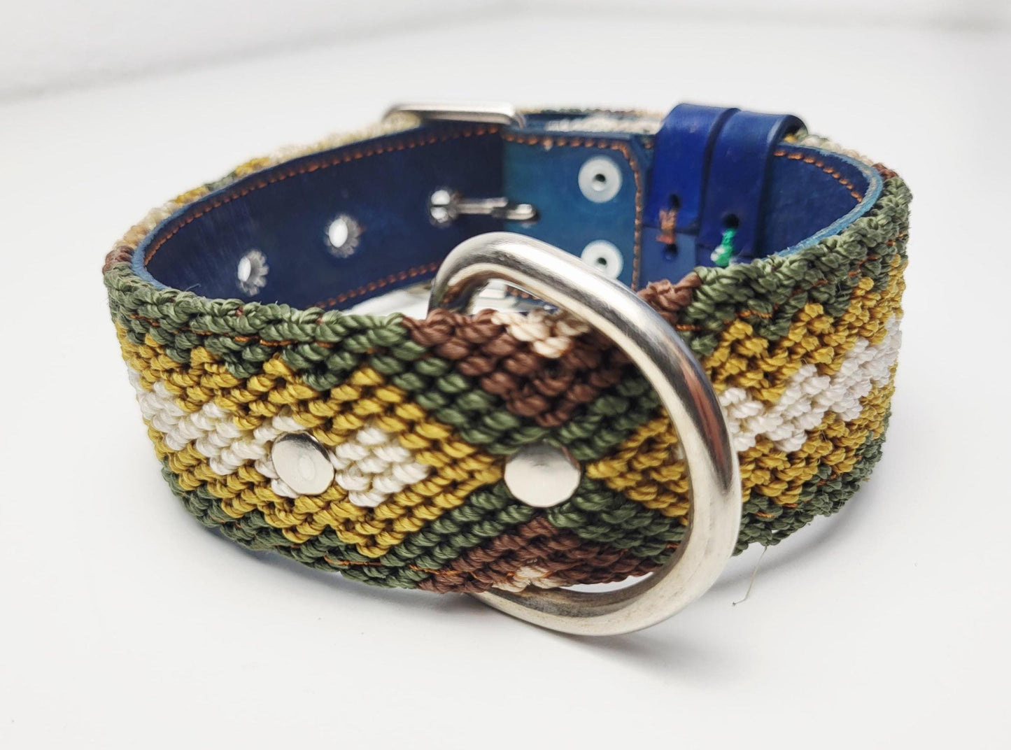 M- Hundehalsband, handgewebtes Hundehalsband,  breites Hundehalsband Leder