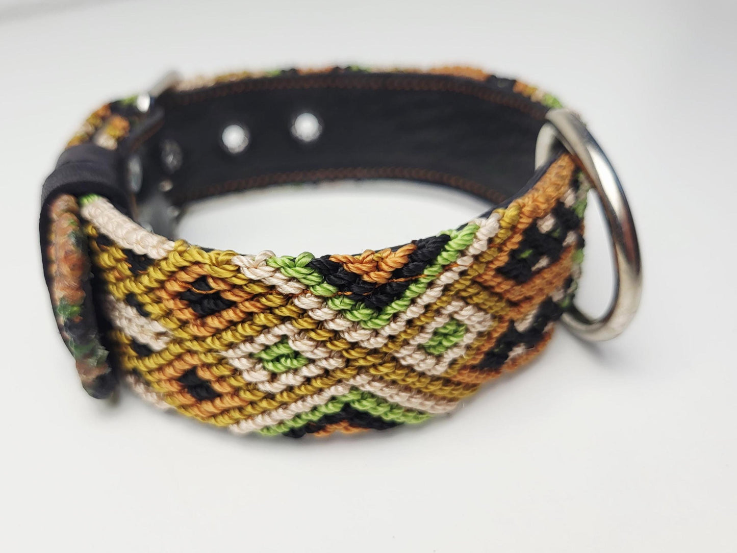 M- Hundehalsband, handgewebtes Hundehalsband,  breites Hundehalsband Leder