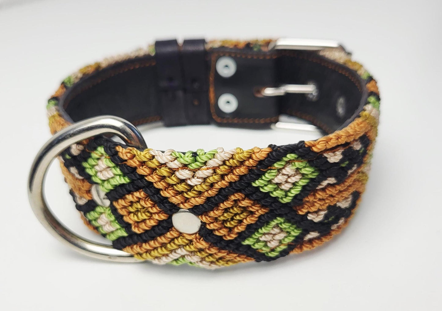 M- Hundehalsband, handgewebtes Hundehalsband,  breites Hundehalsband Leder