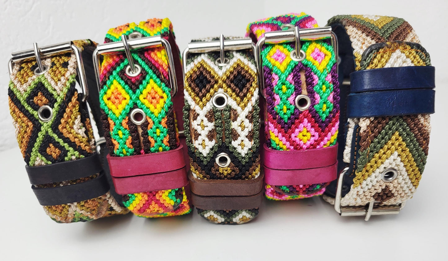 M- Hundehalsband, handgewebtes Hundehalsband,  breites Hundehalsband Leder