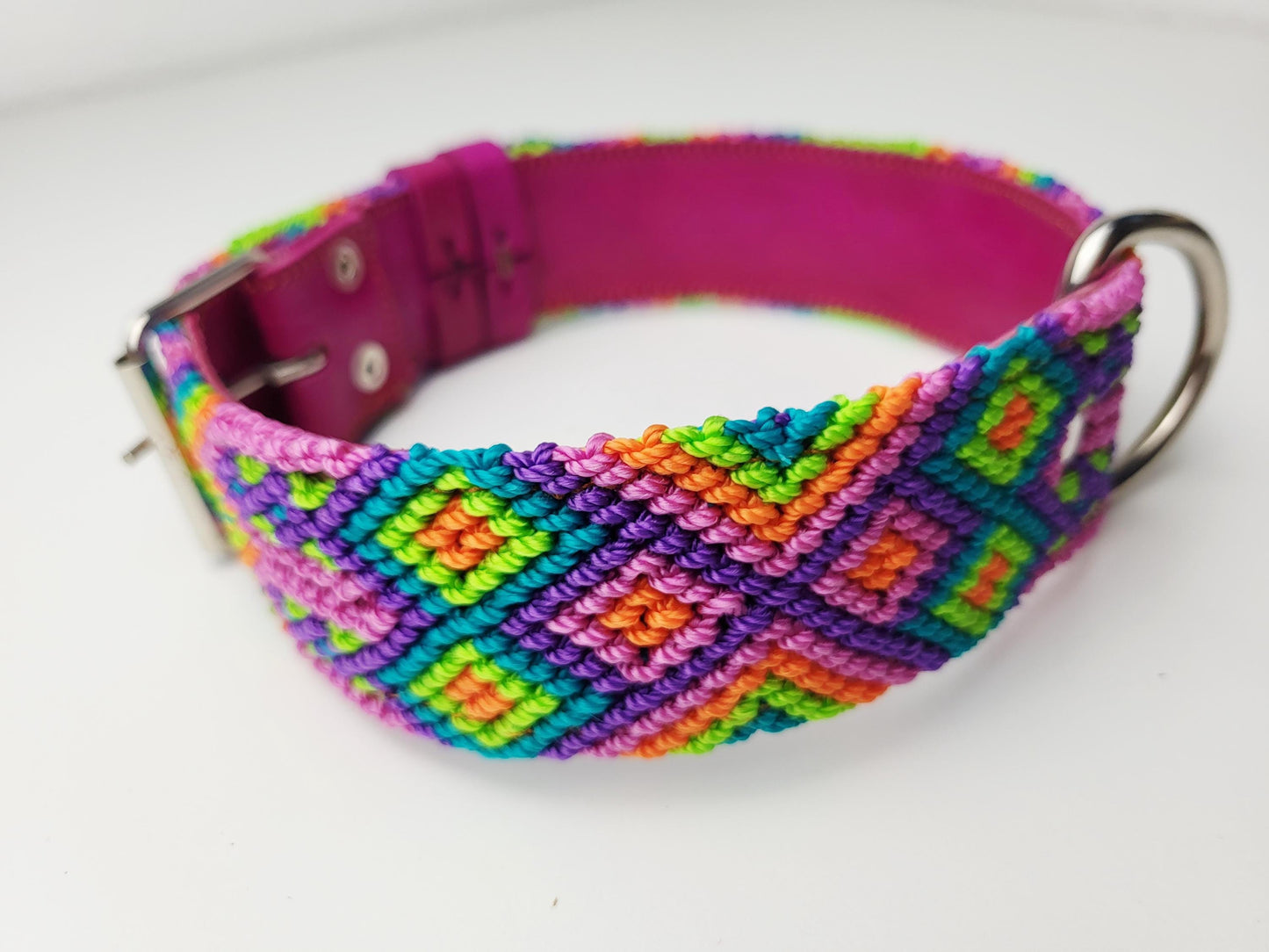 Hundehalsband Größe L, handgewebtes Hundehalsband,  breites Hundehalsband Leder