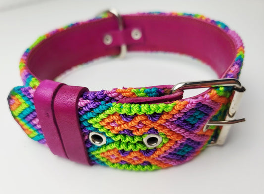 Hundehalsband Größe L, handgewebtes Hundehalsband,  breites Hundehalsband Leder