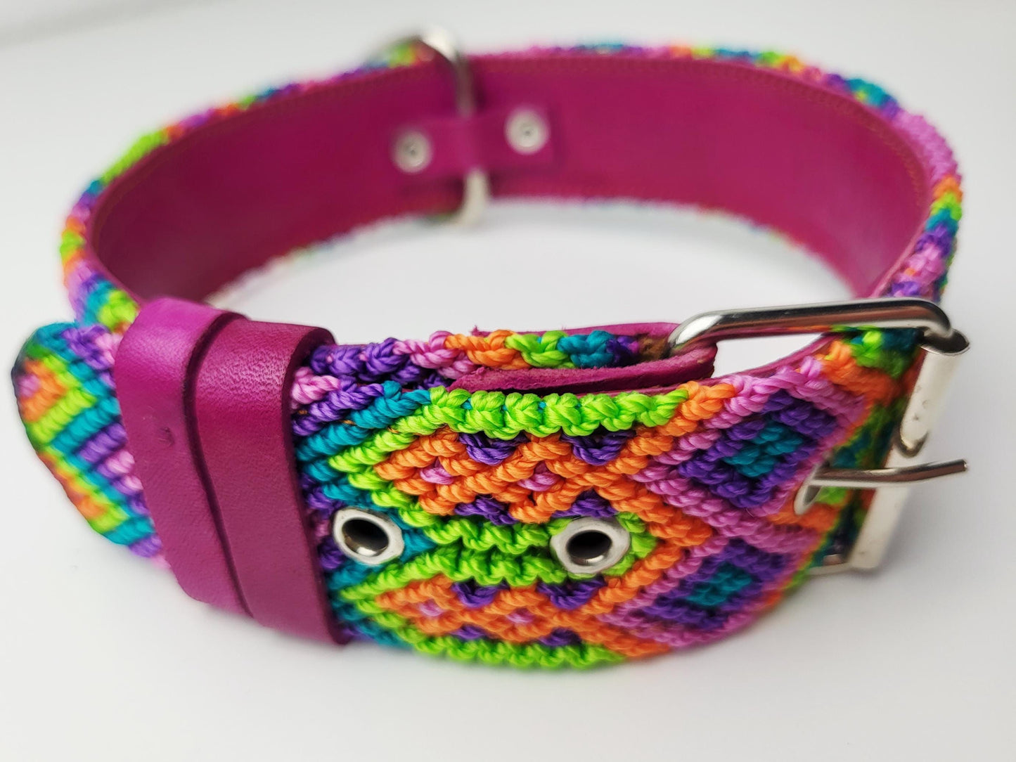 Hundehalsband Größe L, handgewebtes Hundehalsband,  breites Hundehalsband Leder