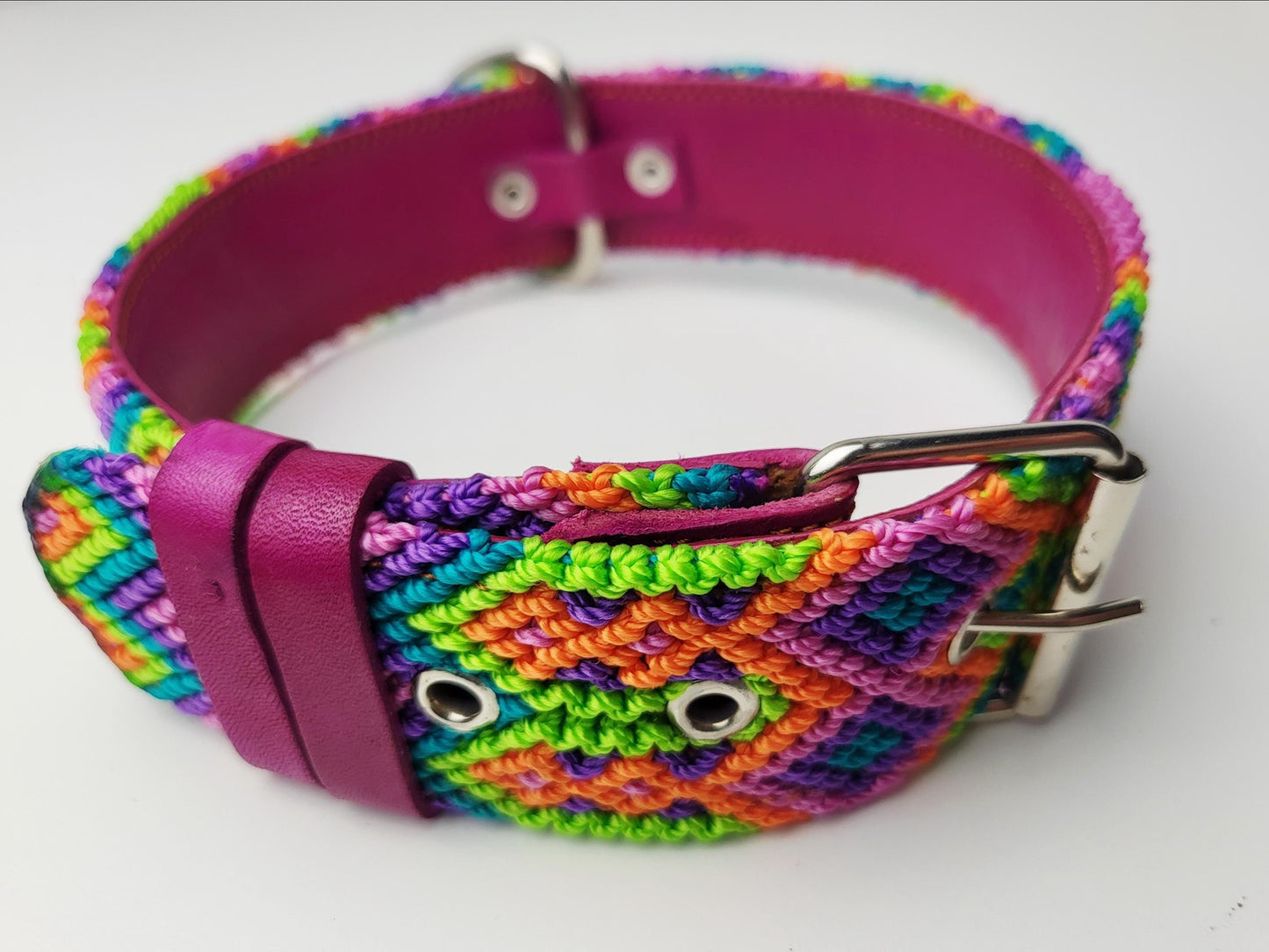 Hundehalsband Größe L, handgewebtes Hundehalsband,  breites Hundehalsband Leder