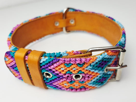 Hundehalsband Größe L, handgewebtes Hundehalsband,  breites Hundehalsband Leder