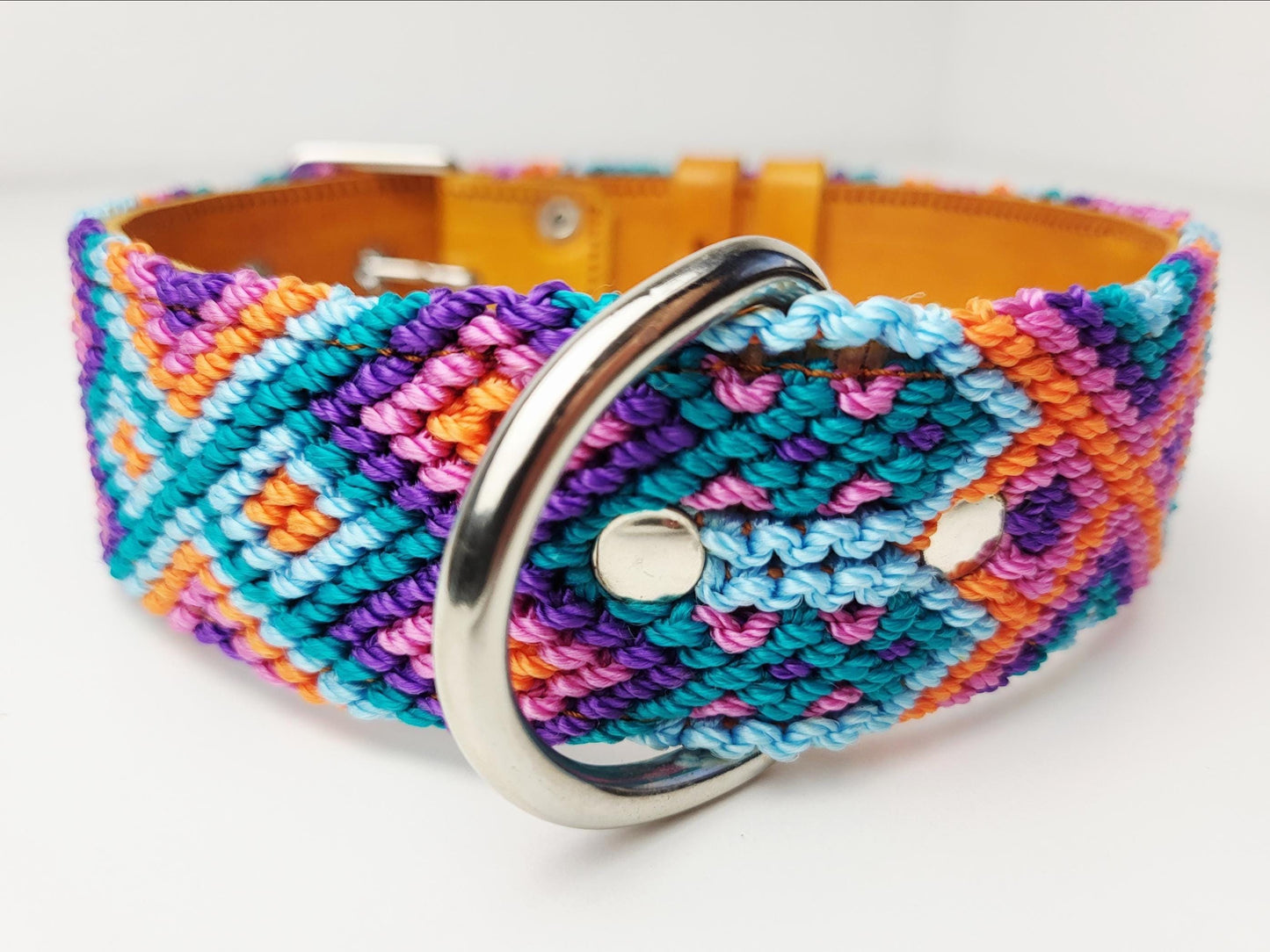 Hundehalsband Größe L, handgewebtes Hundehalsband,  breites Hundehalsband Leder