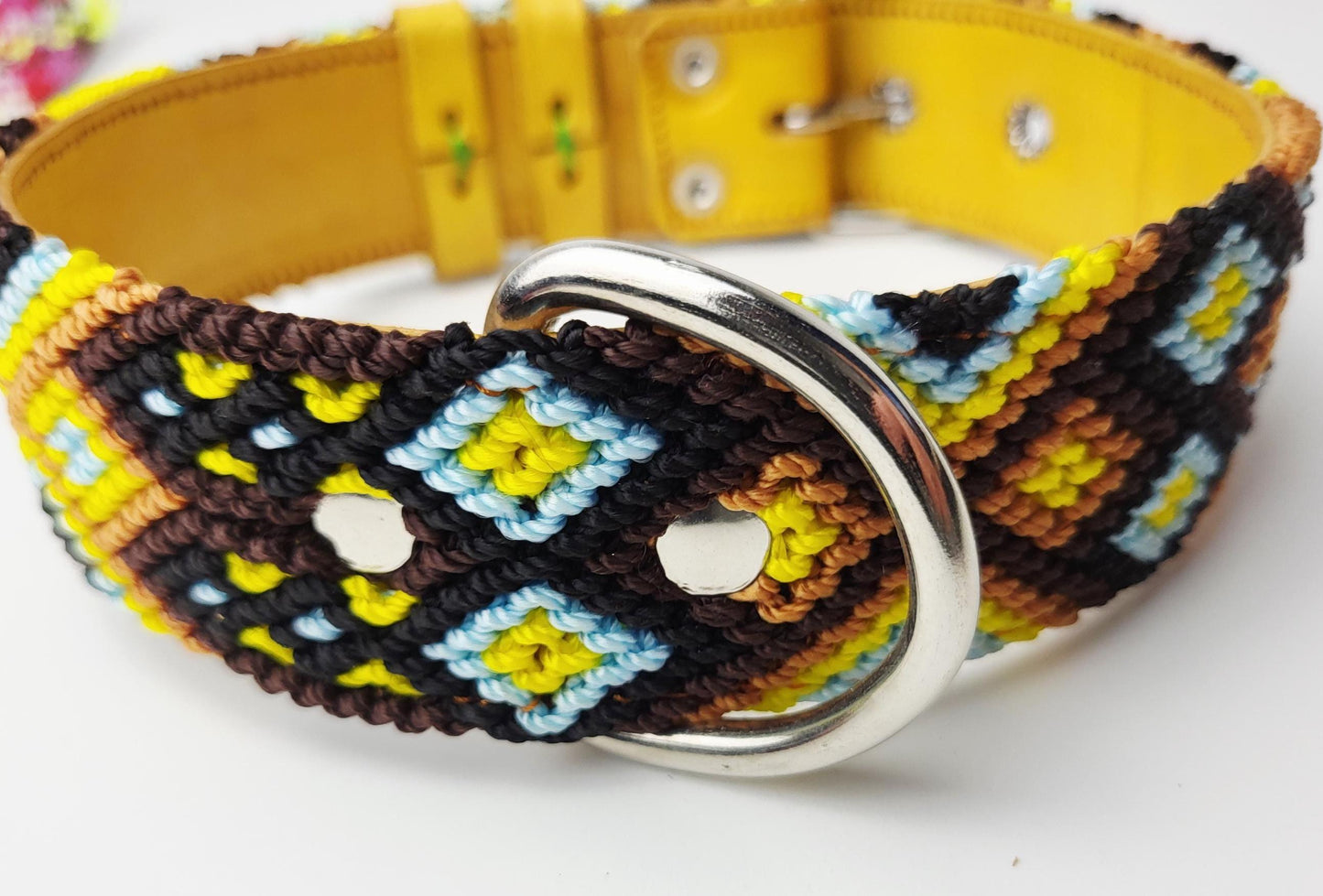 Hundehalsband Größe L, handgewebtes Hundehalsband,  breites Hundehalsband Leder