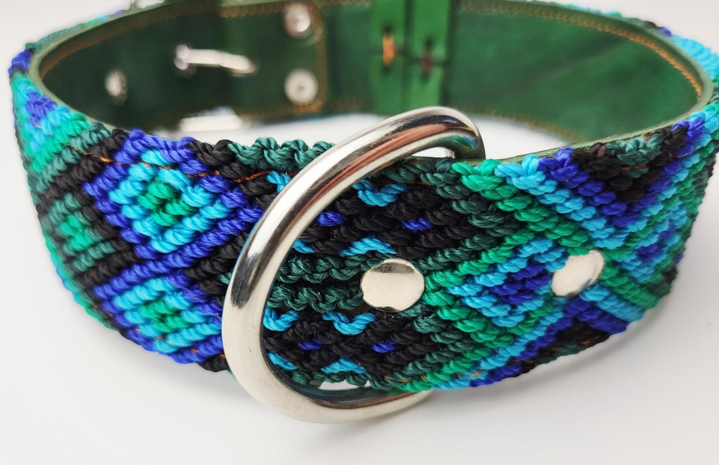 Hundehalsband Größe L, handgewebtes Hundehalsband,  breites Hundehalsband Leder