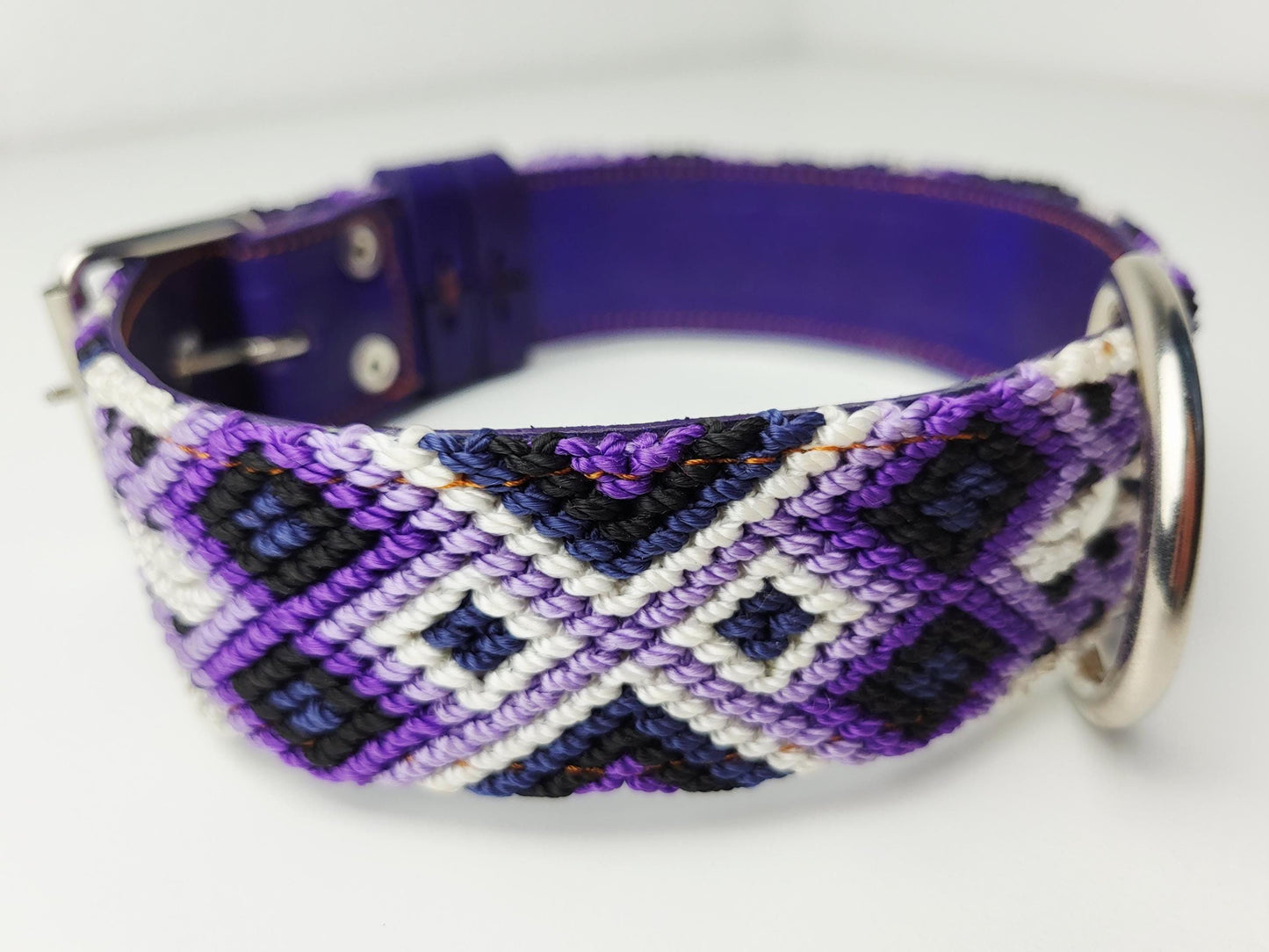 Hundehalsband Größe L, handgewebtes Hundehalsband,  breites Hundehalsband Leder