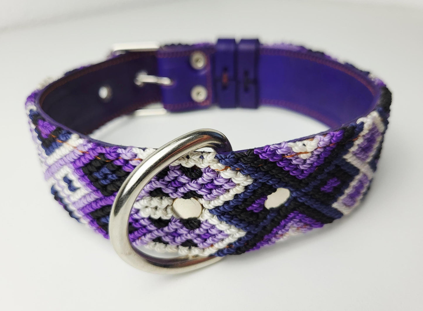 Hundehalsband Größe L, handgewebtes Hundehalsband,  breites Hundehalsband Leder