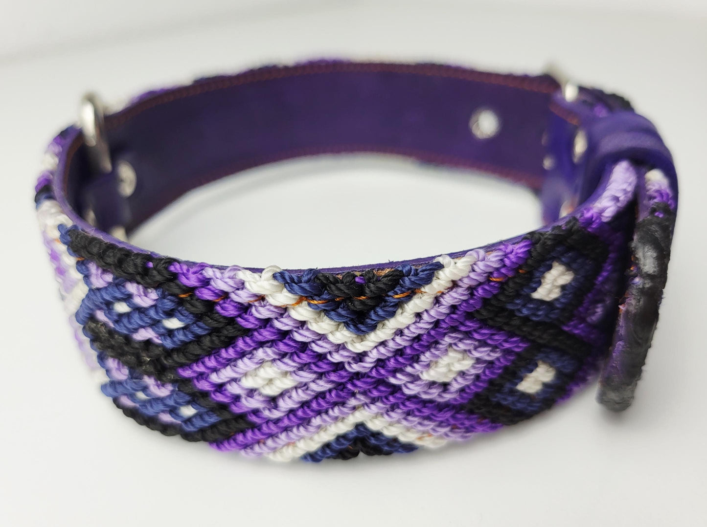 Hundehalsband Größe L, handgewebtes Hundehalsband,  breites Hundehalsband Leder