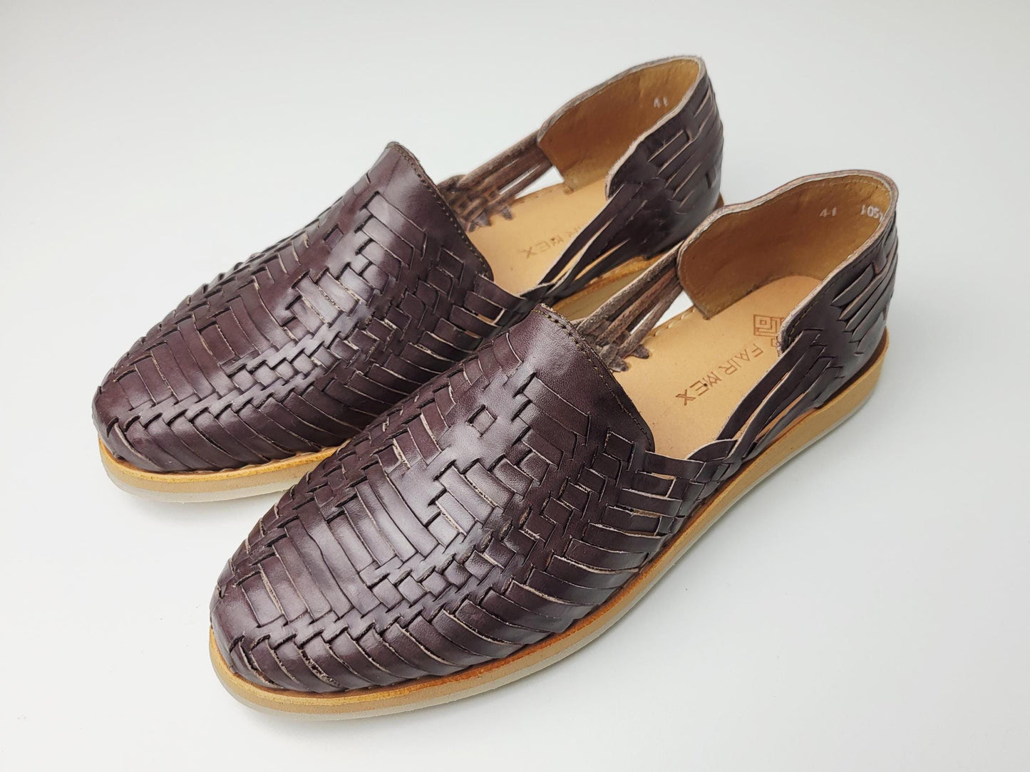 Huarache Sandalen, Handgewebte Lederschuhe - braune & Natürliche Loafers, Atmungsaktive Huaraches, Leder Sandalen