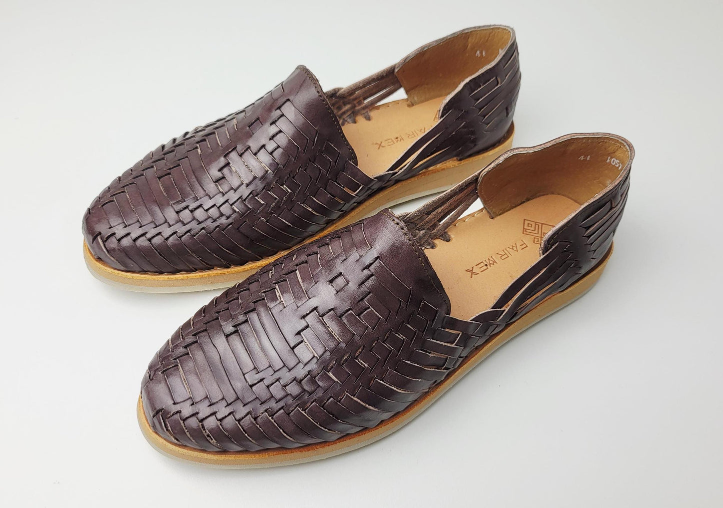 Huarache Sandalen, Handgewebte Lederschuhe - braune & Natürliche Loafers, Atmungsaktive Huaraches, Leder Sandalen