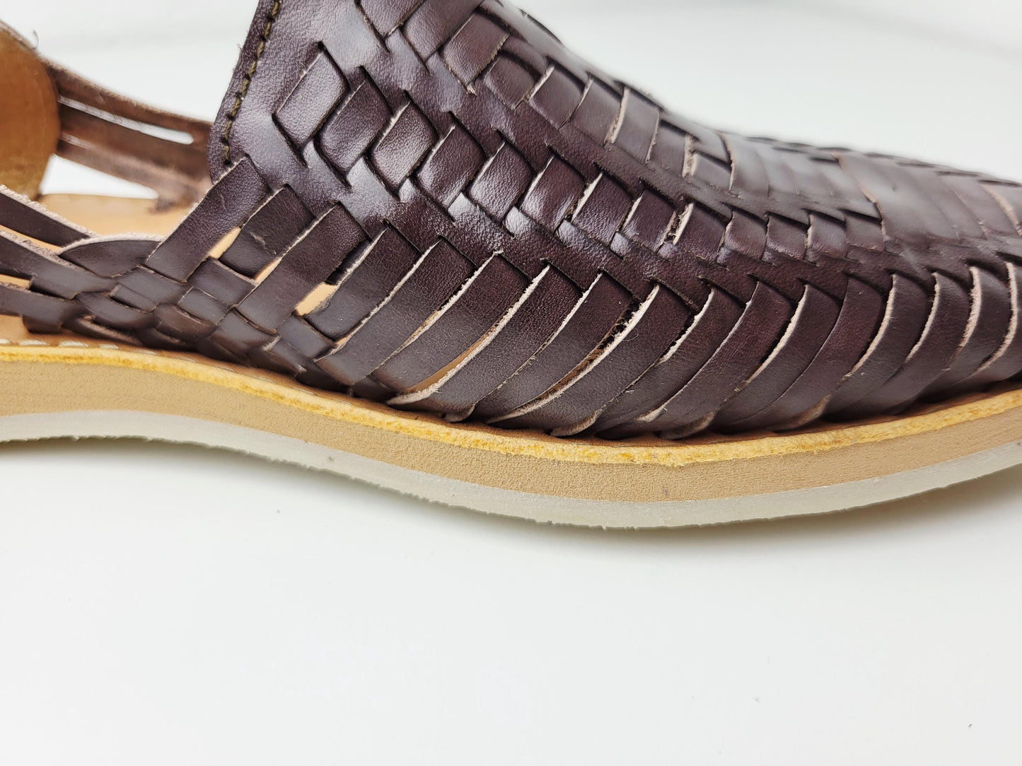 Huarache Sandalen, Handgewebte Lederschuhe - braune & Natürliche Loafers, Atmungsaktive Huaraches, Leder Sandalen