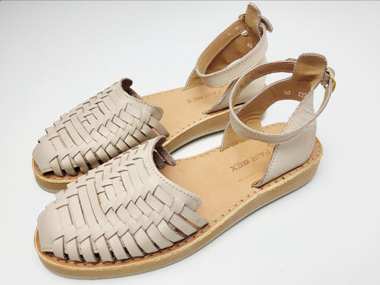 mexikanische Sandalen Damen, Damen Ledersandalen, Flache Sandalen mit geschlossener Spitze, Handgefertigte Damen Sandalen, Lederschuhe