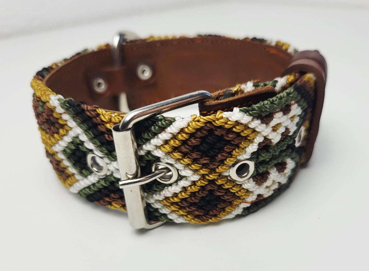 M- Hundehalsband, handgewebtes Hundehalsband,  breites Hundehalsband Leder