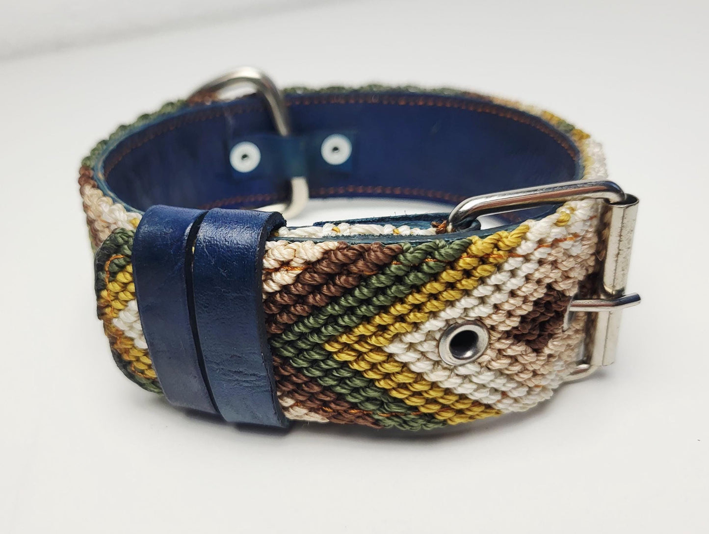 M- Hundehalsband, handgewebtes Hundehalsband,  breites Hundehalsband Leder