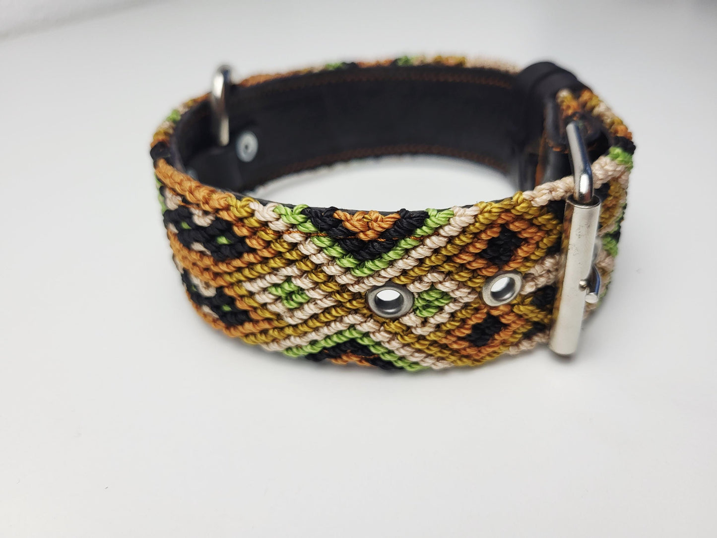 M- Hundehalsband, handgewebtes Hundehalsband,  breites Hundehalsband Leder