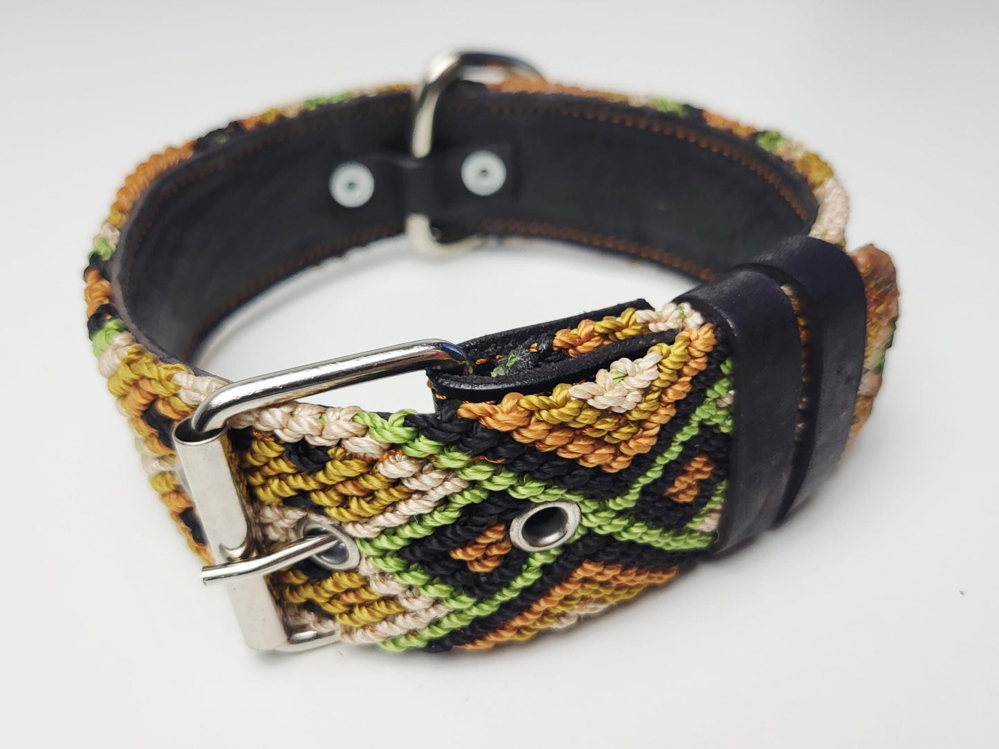 M- Hundehalsband, handgewebtes Hundehalsband,  breites Hundehalsband Leder