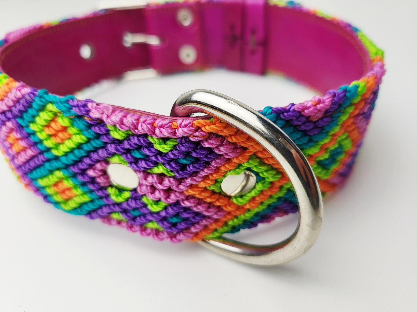 Hundehalsband Größe L, handgewebtes Hundehalsband,  breites Hundehalsband Leder