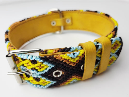 Hundehalsband Größe L, handgewebtes Hundehalsband,  breites Hundehalsband Leder