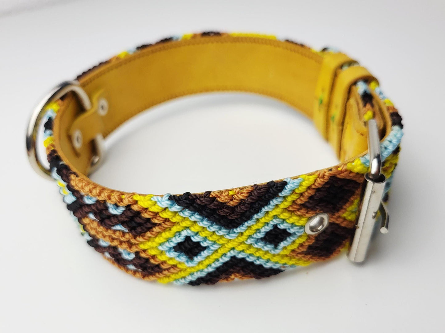 Hundehalsband Größe L, handgewebtes Hundehalsband,  breites Hundehalsband Leder