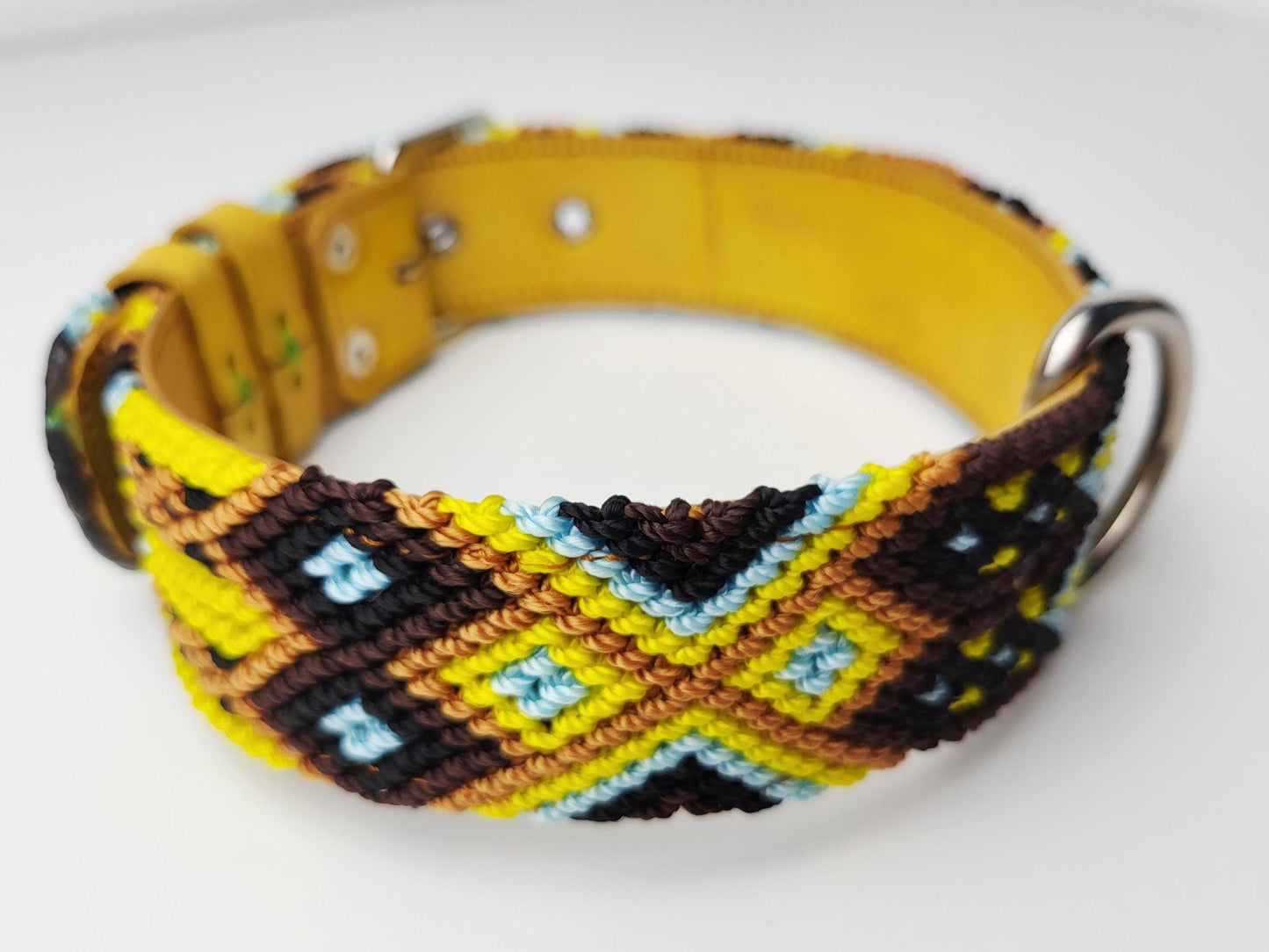 Hundehalsband Größe L, handgewebtes Hundehalsband,  breites Hundehalsband Leder