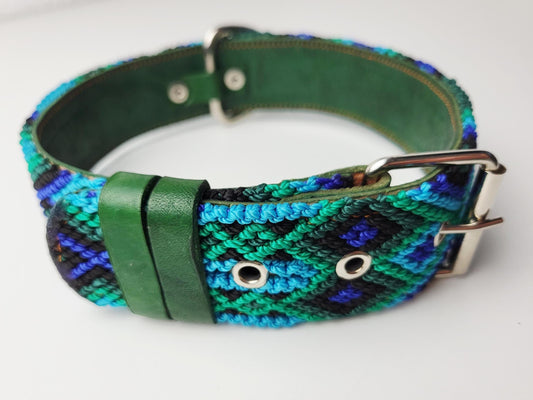 Hundehalsband Größe L, handgewebtes Hundehalsband,  breites Hundehalsband Leder