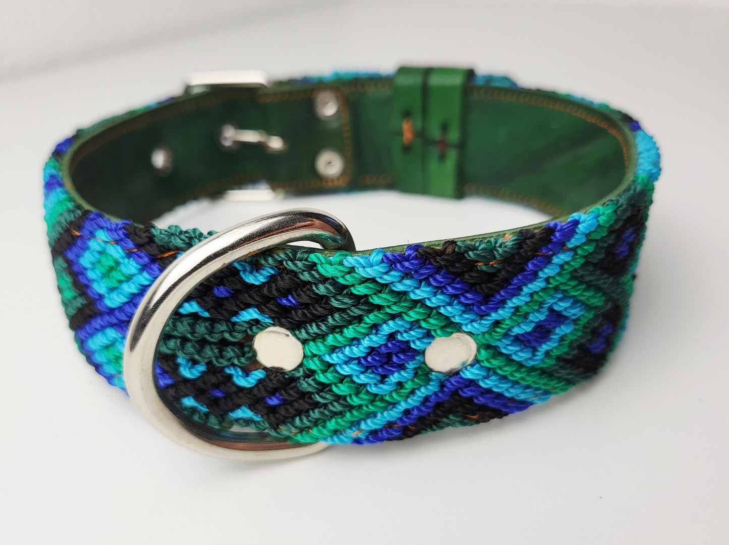 Hundehalsband Größe L, handgewebtes Hundehalsband,  breites Hundehalsband Leder