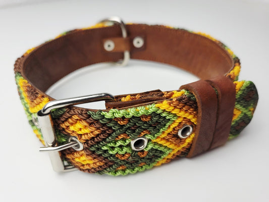 Hundehalsband Größe L, handgewebtes Hundehalsband,  breites Hundehalsband Leder