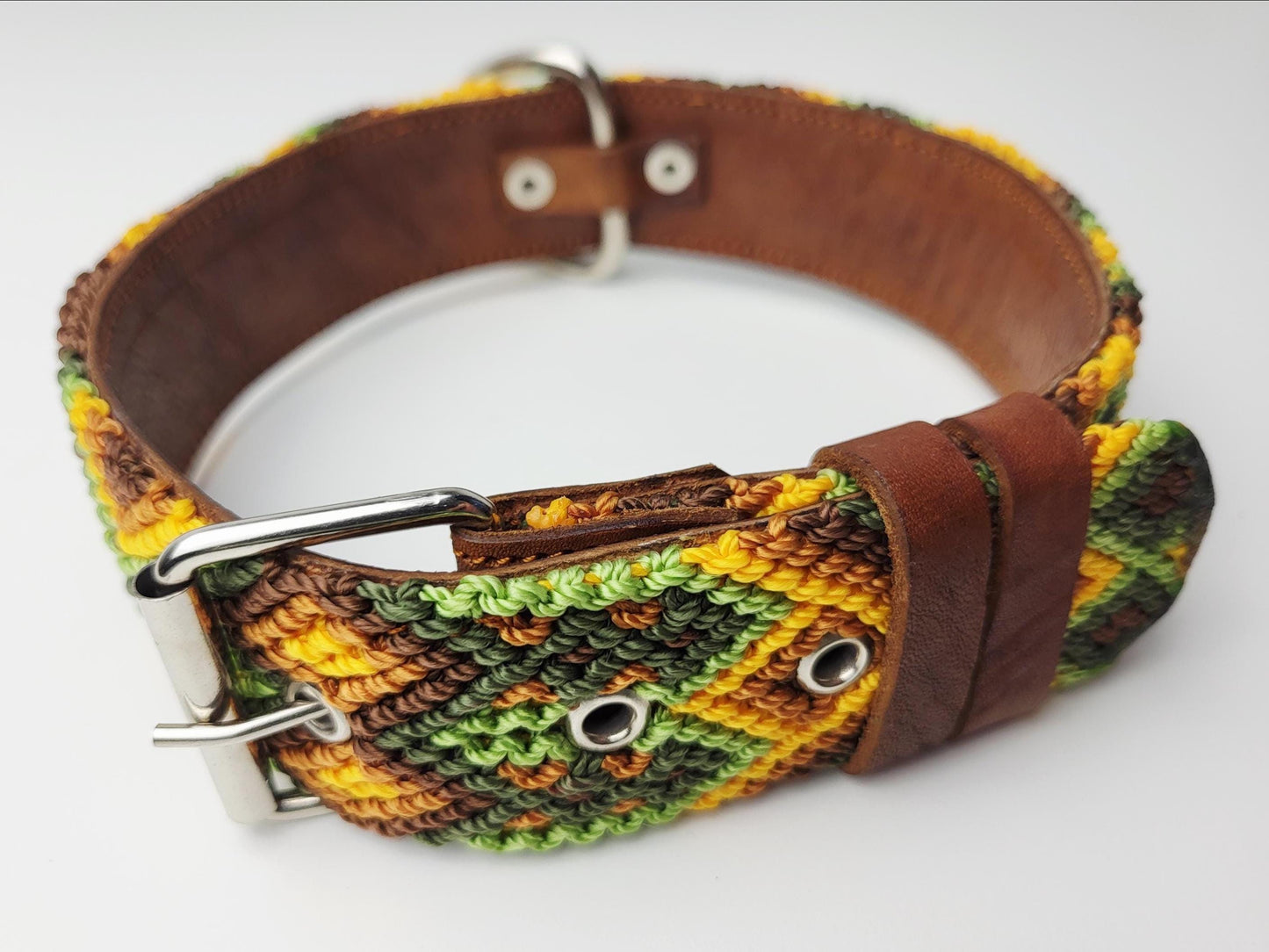 Hundehalsband Größe L, handgewebtes Hundehalsband,  breites Hundehalsband Leder