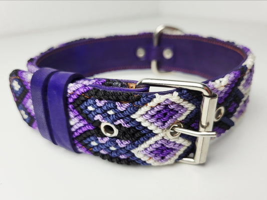 Hundehalsband Größe L, handgewebtes Hundehalsband,  breites Hundehalsband Leder