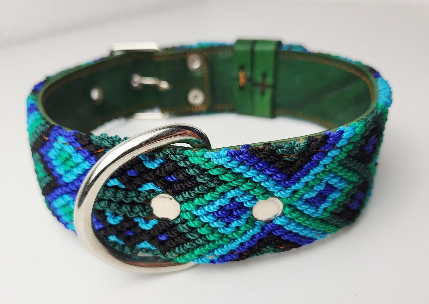 Hundehalsband Größe L, handgewebtes Hundehalsband,  breites Hundehalsband Leder