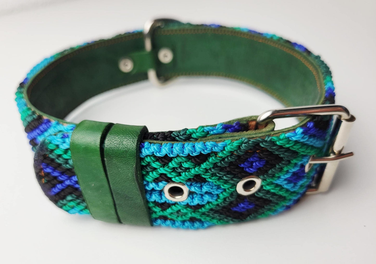 Hundehalsband Größe L, handgewebtes Hundehalsband,  breites Hundehalsband Leder
