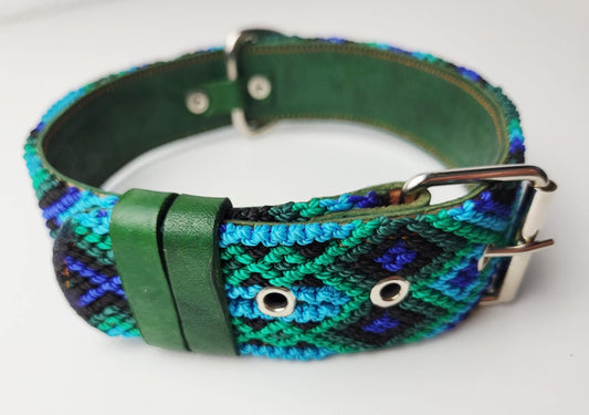 Hundehalsband Größe L, handgewebtes Hundehalsband,  breites Hundehalsband Leder