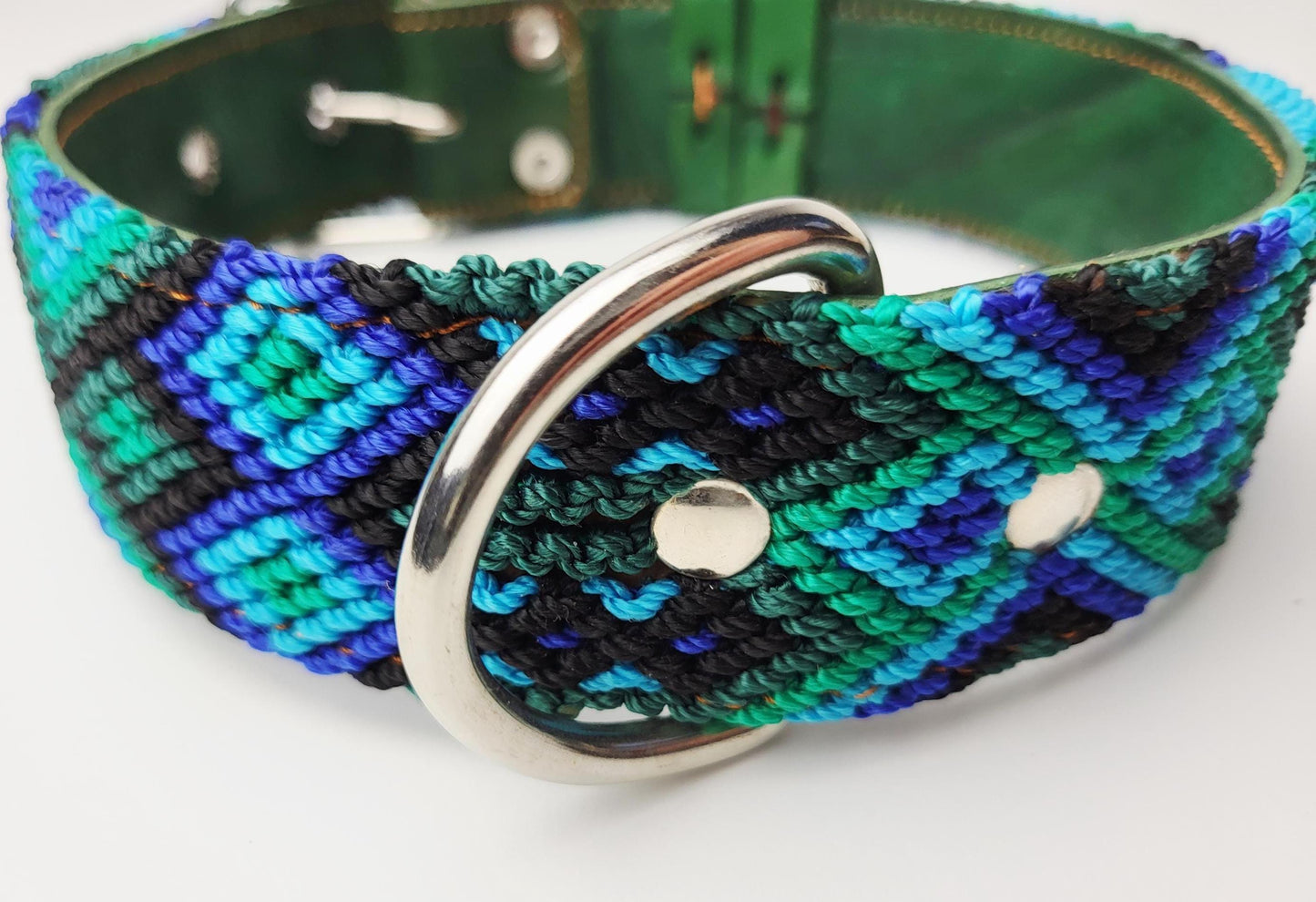 Hundehalsband Größe L, handgewebtes Hundehalsband,  breites Hundehalsband Leder