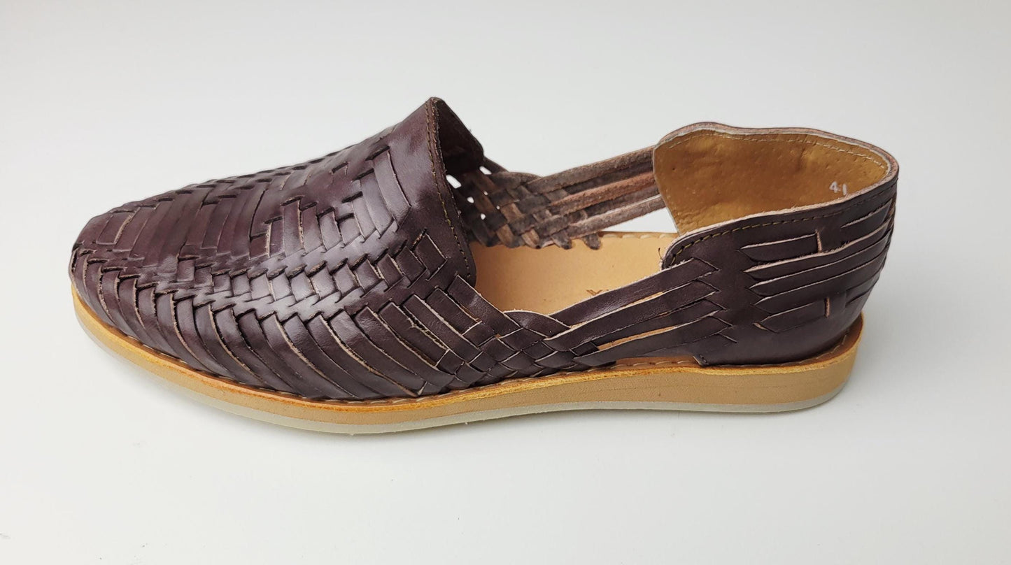 Huarache Sandalen, Handgewebte Lederschuhe - braune & Natürliche Loafers, Atmungsaktive Huaraches, Leder Sandalen